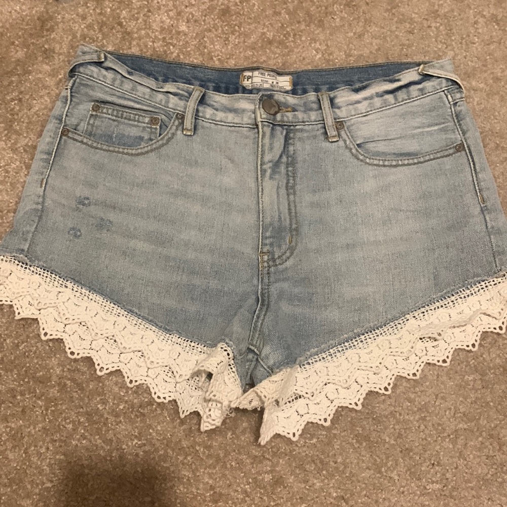 Free people lace jean shorts